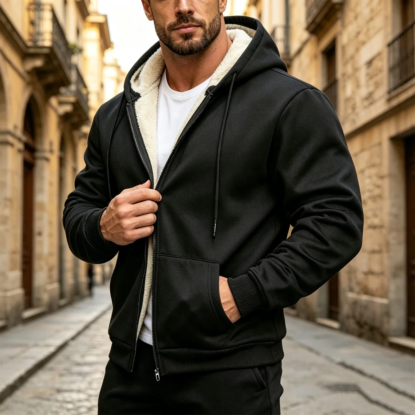 Sherpa Hoodie Fleece - Men's Sherpa Fleece Hoodie Jacket Full