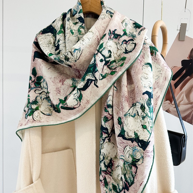 Luxury 135x135cm Silk Wool Sca - Shawl Wrap Winter recension och pris