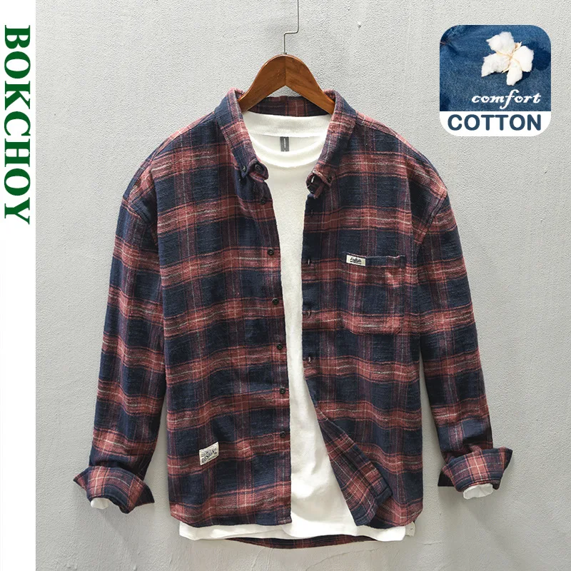 Spring and Autumn New Men 100% - Flannel Shirt Lined recension och pris