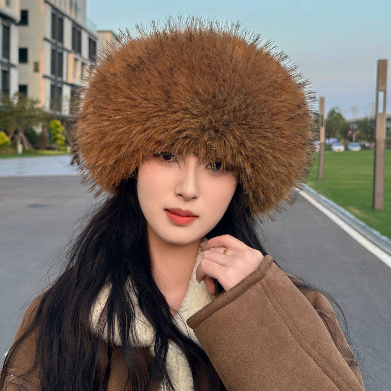 Soft Plush Faux Fox Fur Circle - Knit Beanie Hat Warm recension och pris