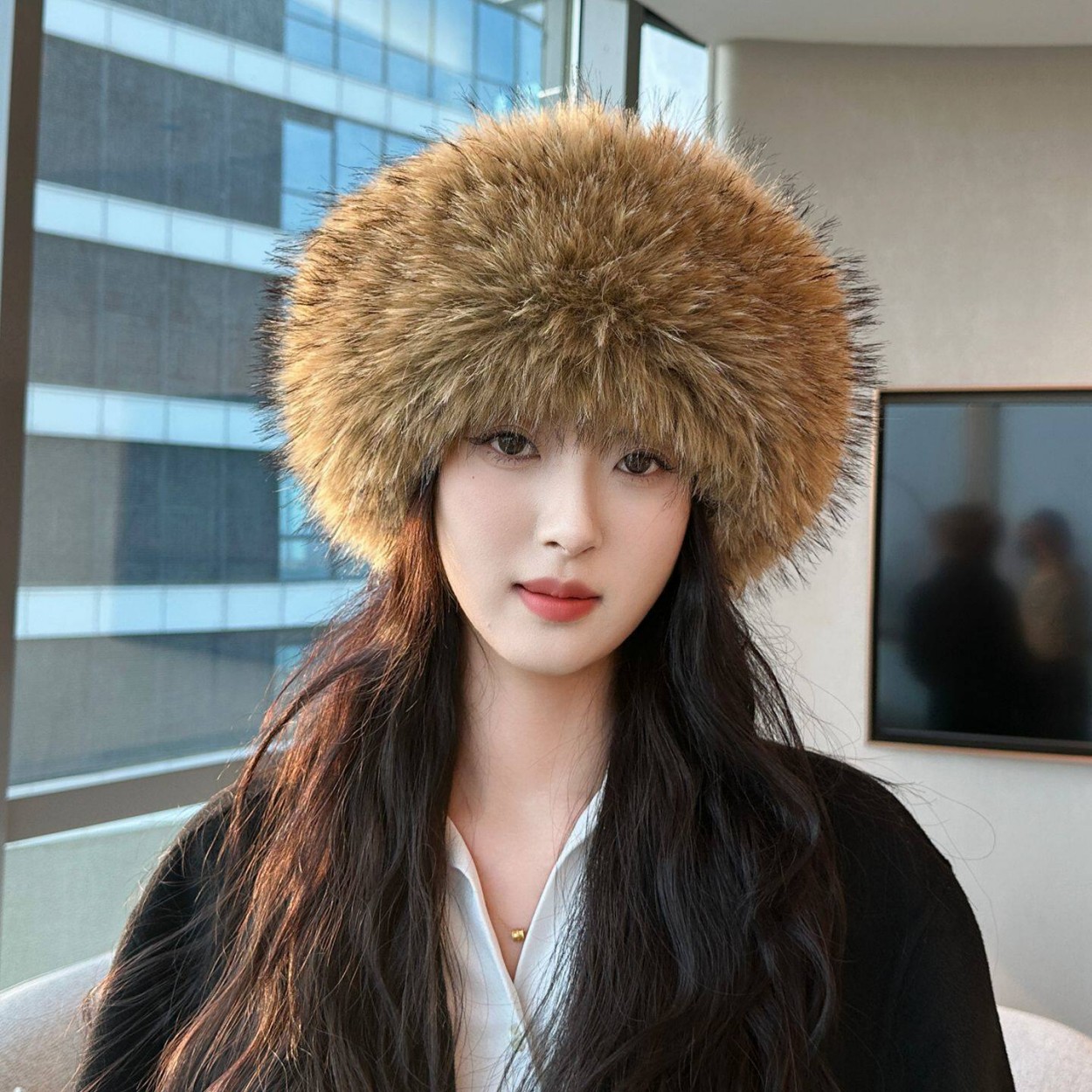 Soft Plush Faux Fox Fur Circle - Knit Beanie Hat Warm recension och pris