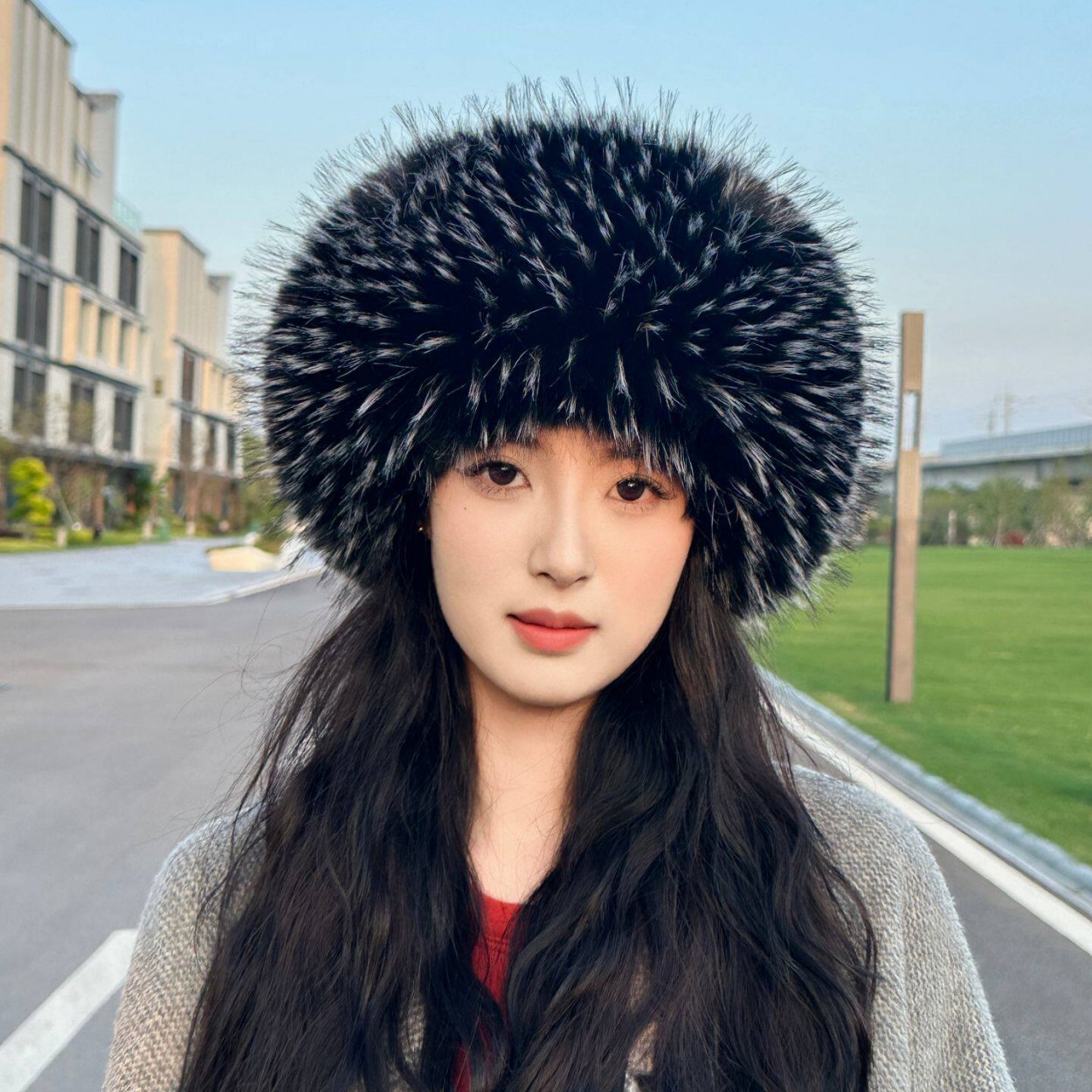Soft Plush Faux Fox Fur Circle - Knit Beanie Hat Warm recension och pris