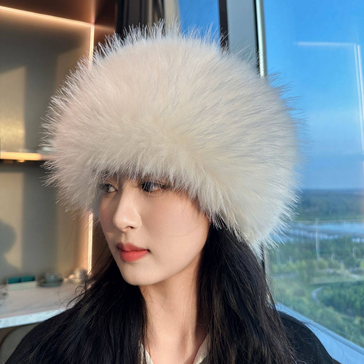 Soft Plush Faux Fox Fur Circle - Knit Beanie Hat Warm recension och pris