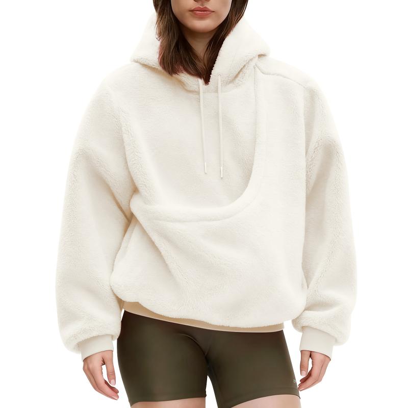 Autumn Winter Ladies Solid Col - Sherpa Hoodie Fleece recension och pris