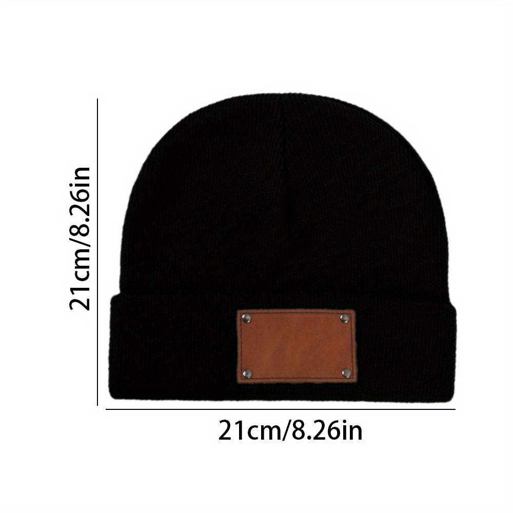 Custom Leather Patch Beanie Cu - Knit Beanie Hat Warm recension och pris