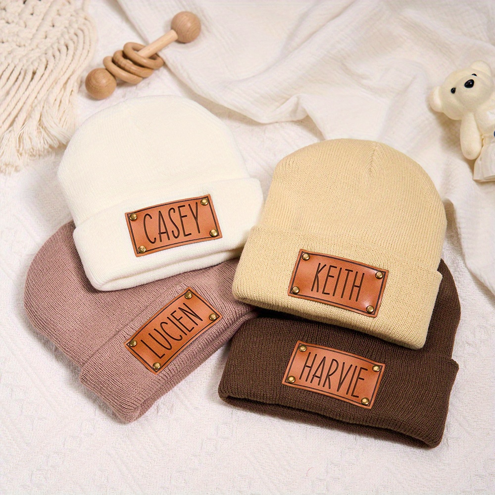 Custom Leather Patch Beanie Cu - Knit Beanie Hat Warm recension och pris
